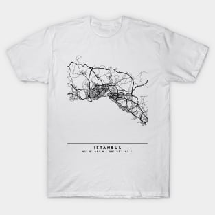 ISTANBUL TURKEY BLACK CITY STREET MAP ART T-Shirt